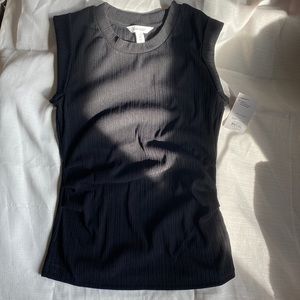 Black Cap Sleeve Textured Crew from Nine West Size XS